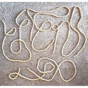 4 Strands of Beige Wooden Ball Garland 9 Feet Each Christmas Tree Decor
